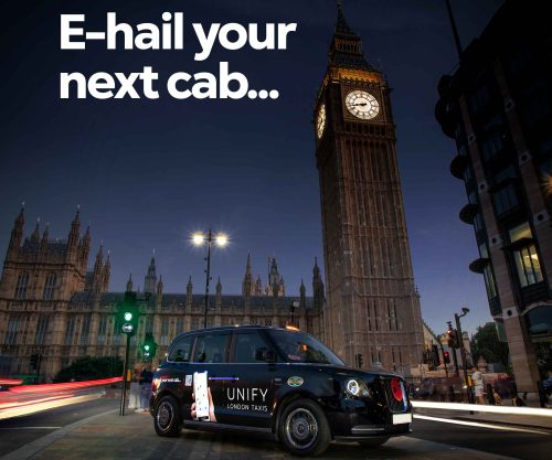 Unify London Taxis advert design